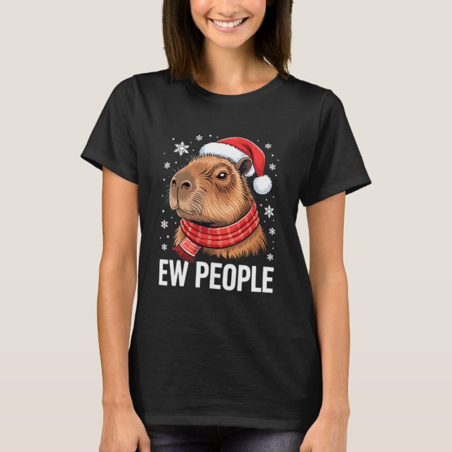 Camiseta Ew People Capybara Christmas Funny Introvert Holid (Anverso)