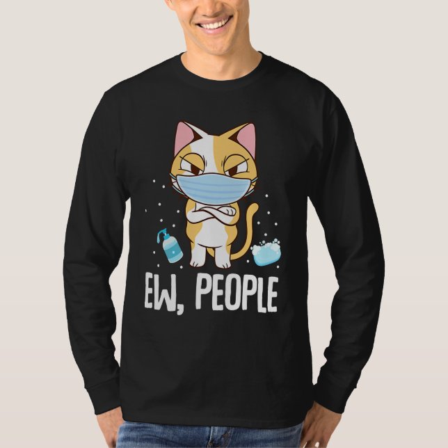 Camiseta Ew People   Cat Wearing Face Mask Washing Hands (Anverso)