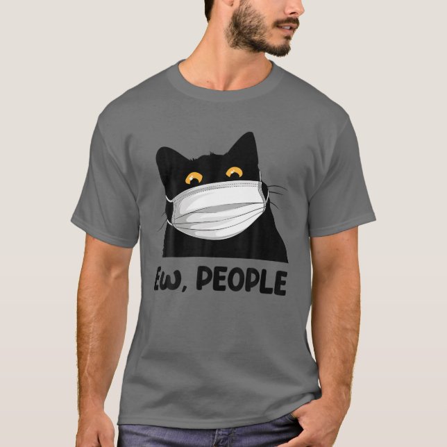 Camiseta Ew People Divertida Máscara De Gato Negro Para Muj (Anverso)
