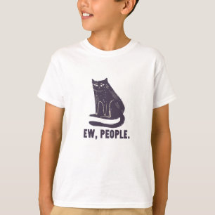 Camiseta Ew, People Funny Humor Introvert Meowy Black Cat