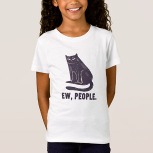 Camiseta Ew, People Funny Humor Introvert Meowy Black Cat