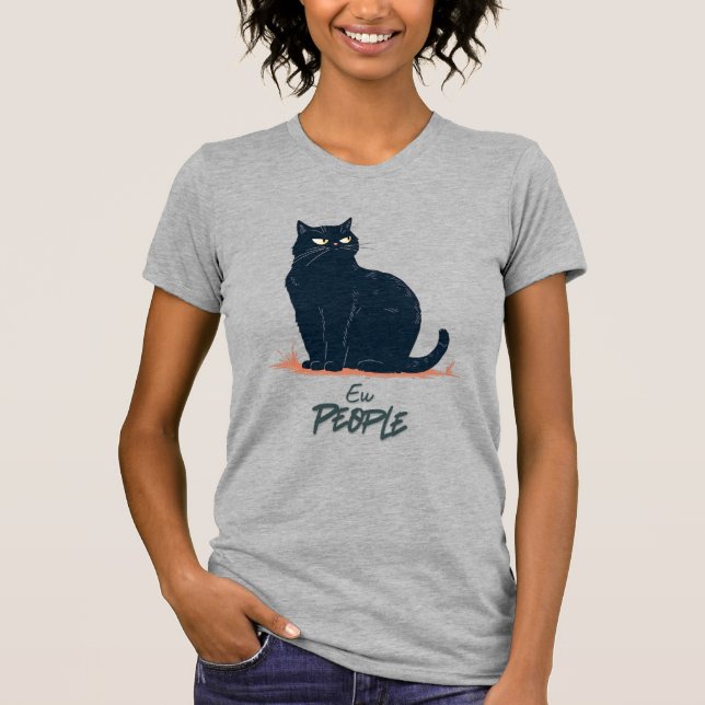 Camiseta Ew People Funny Introvert Cat Vintage (Anverso)