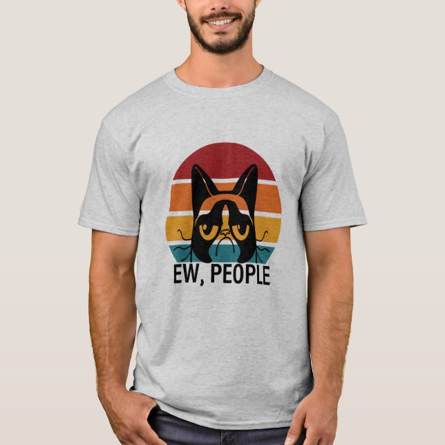 Camiseta Ew People Funny Meowy Black Cat (Anverso)