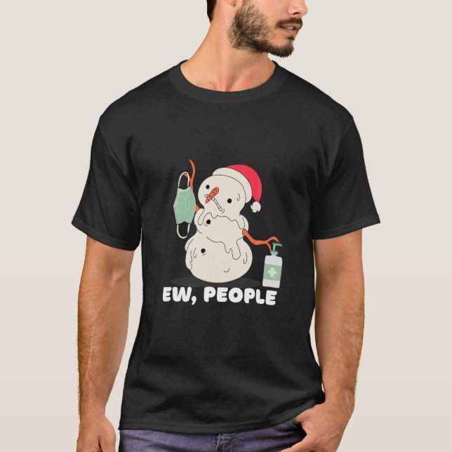 Camiseta Ew People, Navidades de fusión Snowman, Facemask y (Anverso)