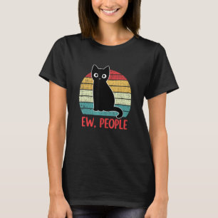 Camiseta Ew People Retro Black Cat Vintage Introvertido
