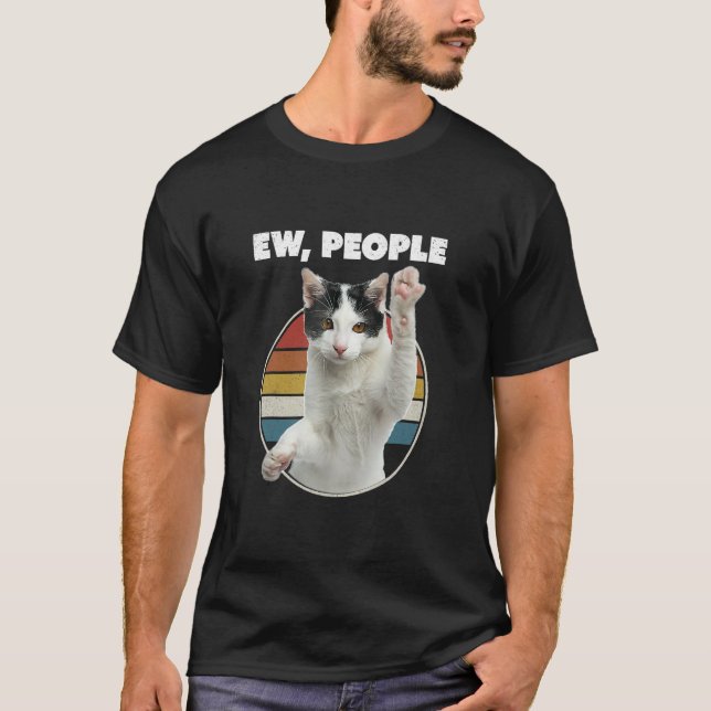 Camiseta Ew People Retro Cat  Meow Cat (Anverso)