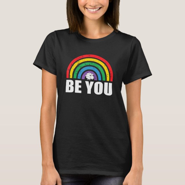 Camiseta Ewe Be You Sheep Lgbtqia+ Gay Orly Ally Rainbow L (Anverso)