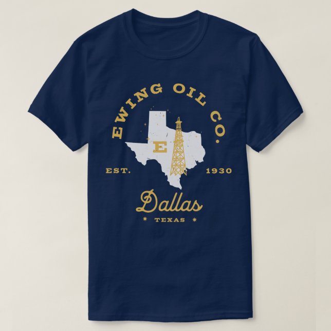 Camiseta Ewing Oil Co Dallas Texas Est 1930 (Diseño del anverso)