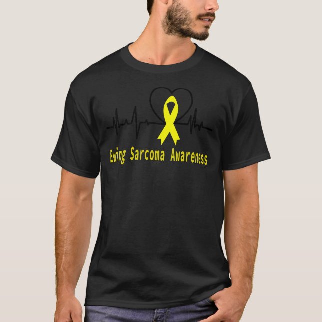 Camiseta Ewing Sarcoma Conciencia Heartbeat Apoyo Amarillo (Anverso)
