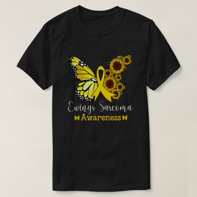 Camiseta Ewings Sarcoma Conciencia sobre el cáncer mariposa (Diseño del anverso)