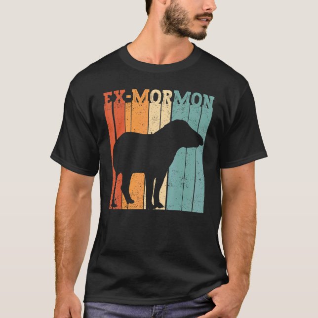 Camiseta Ex mormón tapir caballo LDS retro Exmo ex-mormón (Anverso)