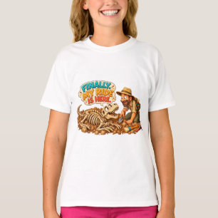 Camiseta Excavación Divertida de Fósiles de Dinosaurio