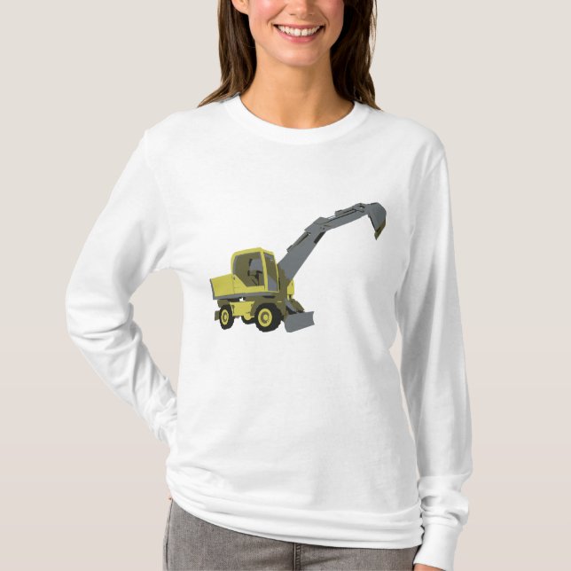 Camiseta Excavadora Amarilla Maquinaria de Construcción (Anverso)