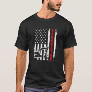 Camiseta Excavadora Bandera Estadounidense Orgullosa Patrió
