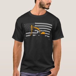 Camiseta Excavadora de bandera estadounidense construcción 