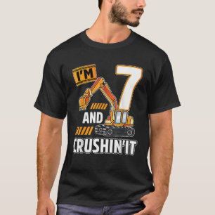 Camiseta excavadora de construcción de vehículos de 7 años