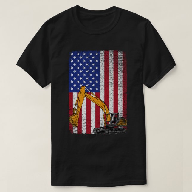 Camiseta Excavadora de operador de equipo pesado de bandera (Diseño del anverso)