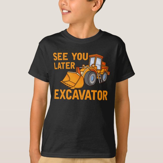 Camiseta Excavadora divertida de la construcción dice niño  (Anverso)