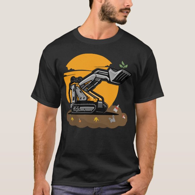 Camiseta Excavadora ecológica plantando vegetación en limpi (Anverso)