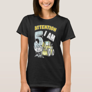 Camiseta Excavadora Infantil Soy 5 Niños Cumpleaños