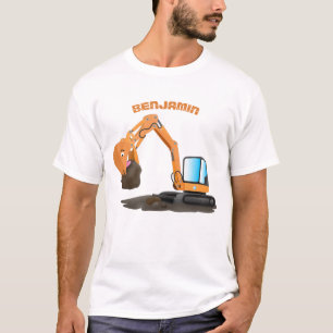 Camiseta Excavadora naranja adorable dibujo animado
