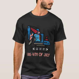 Camiseta Excavadora Patriótica De Dinosaurio Del 4 De Julio