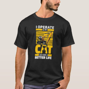 Camiseta Excavar caña de gatos equipo pesado Excavador abie