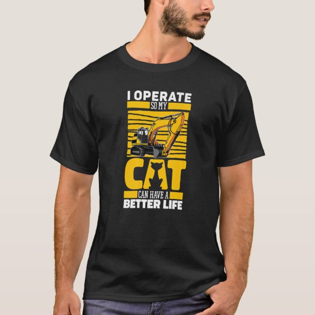 Camiseta Excavar caña de gatos equipo pesado Excavador abie (Anverso)