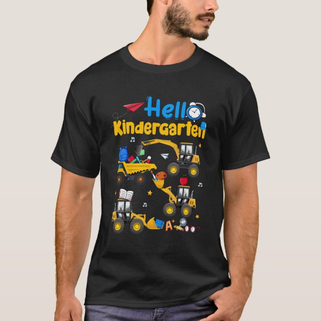 Camiseta Excavato Hello Kindergarten T-Shirt De Vuelta A La (Anverso)