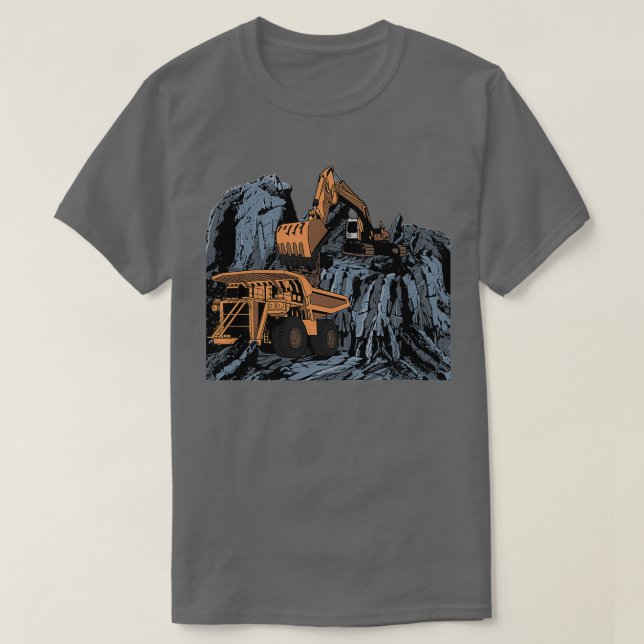 Camiseta Excavator Cargando Camión de volcado de minería (Diseño del anverso)