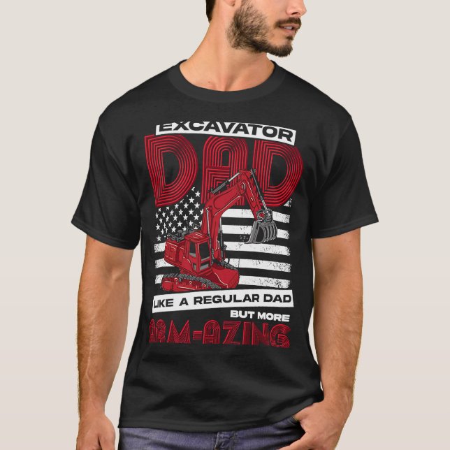 Camiseta Excavator Dad Us Flag (Anverso)