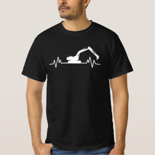 Camiseta Excavator Heartbeat Motif Obra de construcción