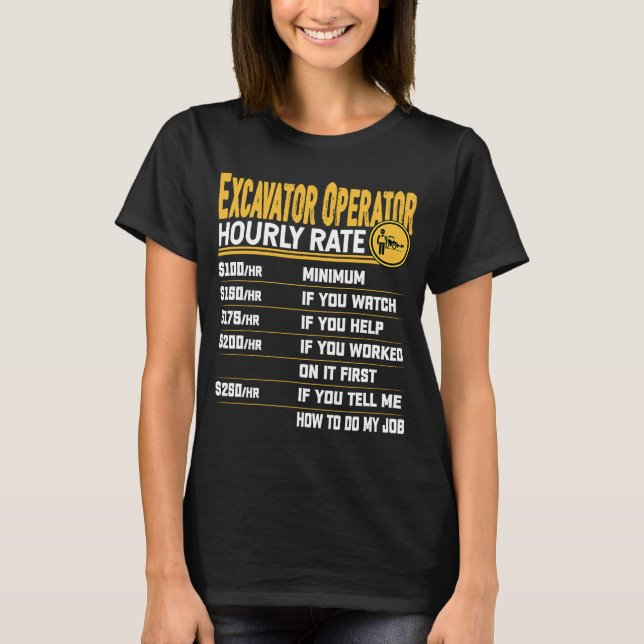 Camiseta Excavator Operator Hourly Rate Heavy Equipment Ope (Anverso)