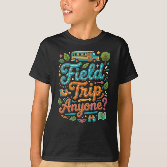 Camiseta ¿Excursión Escolar? Divertido Estilo Retro de Escu (Anverso)