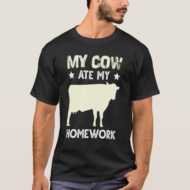 Camiseta Excusa de comer tareas para el granero de ternera  (Anverso)
