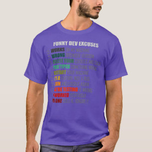 Camiseta Excusas De Desarrollo Gracioso De Software Sobre E