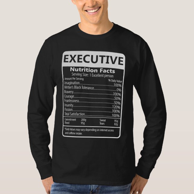 Camiseta Executive Nutrition Facts Sarcastic Graphic (Anverso)