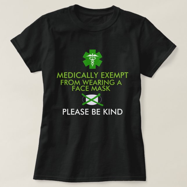 Camiseta Exento Médicamente De Máscaras Caras (Diseño del anverso)