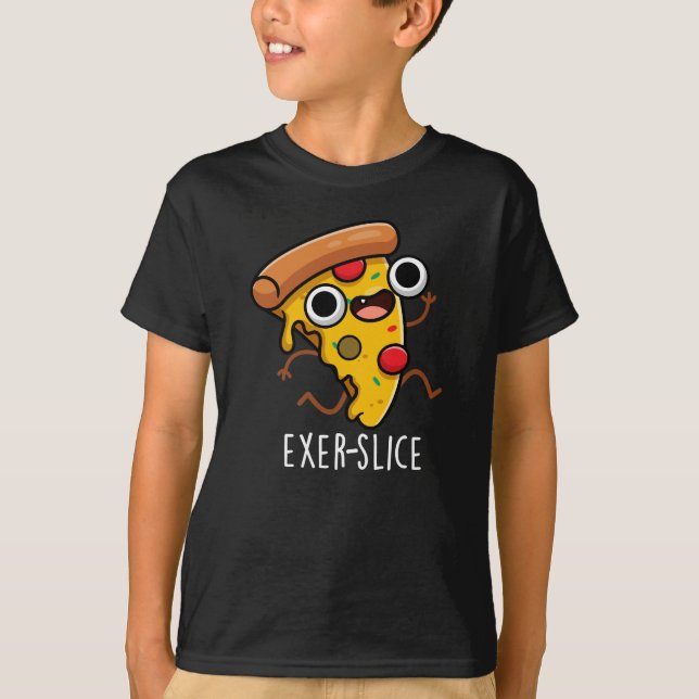 Camiseta Exer-slice Funny Pizza Pun Dark BG (Anverso)