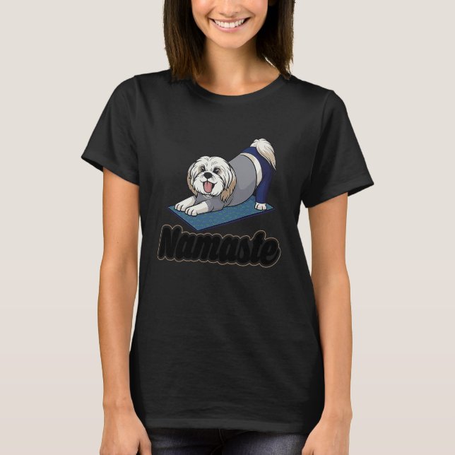 Camiseta Exercise Yoga Shih Tzu Let's Walk men women kids,  (Anverso)