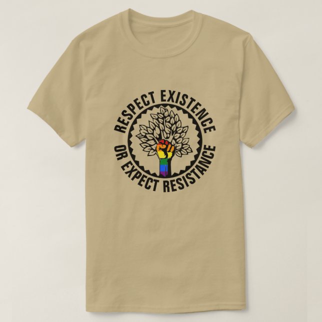 Camiseta Existencia De Respeto LGBT O Árbol De Resistencia  (Diseño del anverso)