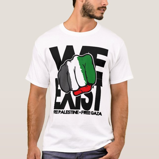 Camiseta Existimos - Palestina libre - Gaza libre (Anverso)