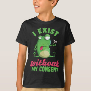 Camiseta Existo Sin Mi Consentimiento Divertido Mem Depresi