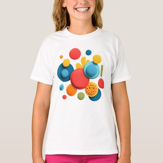 Camiseta Exosome Serum – Abstract Colorful Shapes Kids  (Anverso)