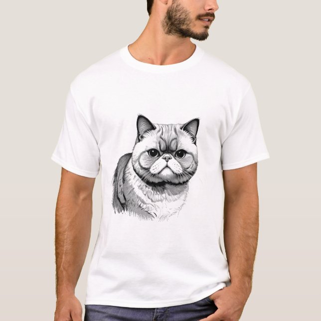 Camiseta Exotic Shorthair Cat Sketch Men's T-Shirt (Anverso)