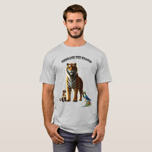 Camiseta Exótico amante de las mascotas con tigre, mono y m