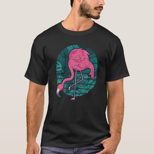Camiseta Exótico Ave Animal Lover Retro Flami Rosa Tropical (Anverso)