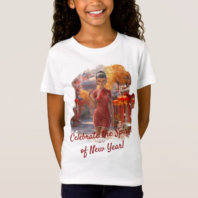 Camiseta Exótico Chica de armas para celebrar Año Nuevo chi (Anverso)