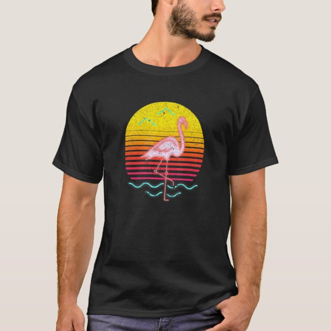 Camiseta Exótico Flamingo Rosado Verano Vibes Palmeras Trop (Anverso)