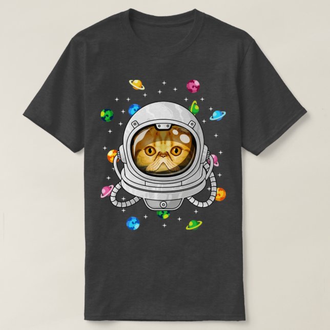 Camiseta Exótico gato astronauta de Shorthair profundo en C (Diseño del anverso)